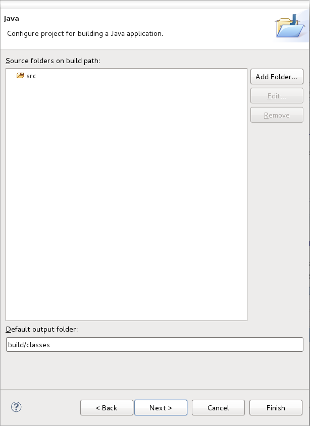 Java configuration screen for your project.