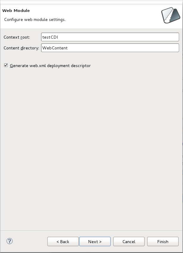 Web Module configuration screen for your project.