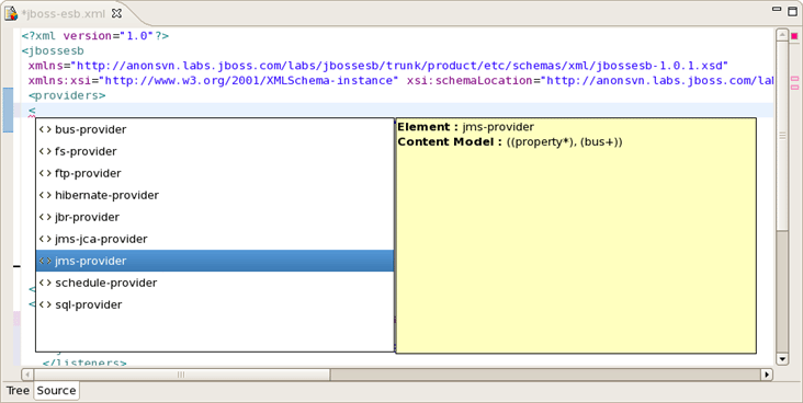 Content Assist for ESB XML file