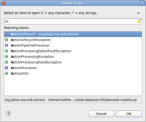 Select class dialog