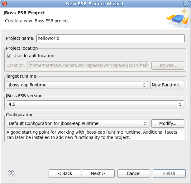 JBoss ESB Project wizard
