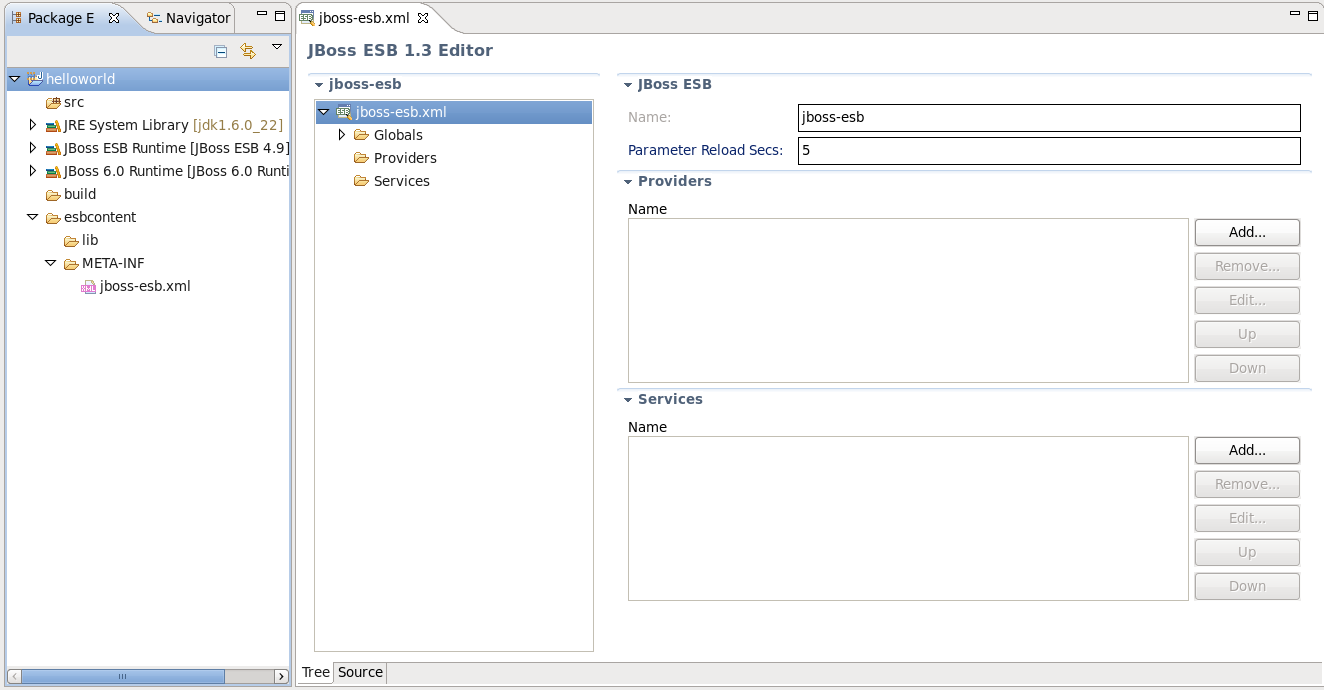 The generated ESB project structure