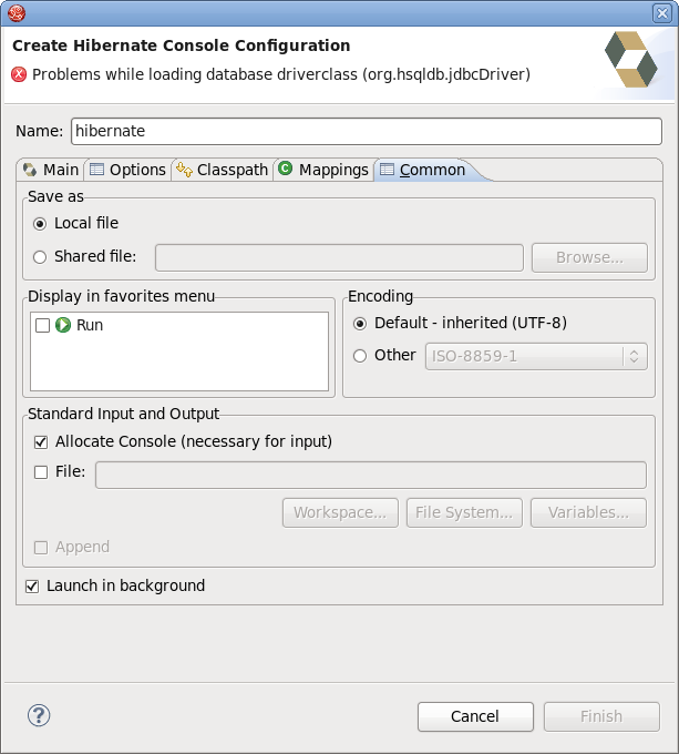 Common Tab of the Console Configuration Wizard