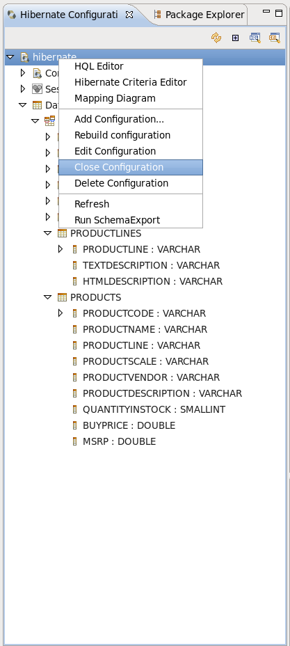 Close Hibernate Console Configuration