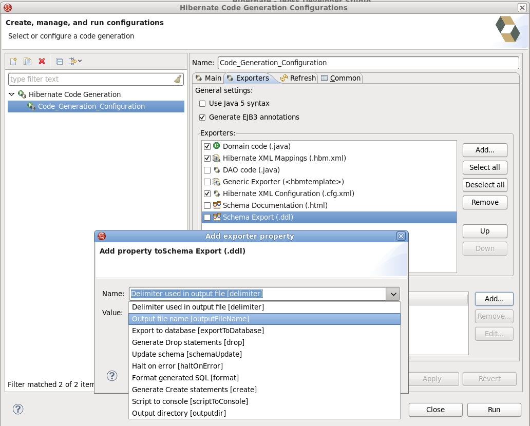 Adding the Property for Schema Export (.ddl)