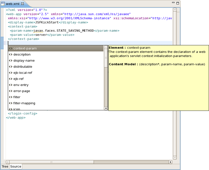 Web XML Content Assist