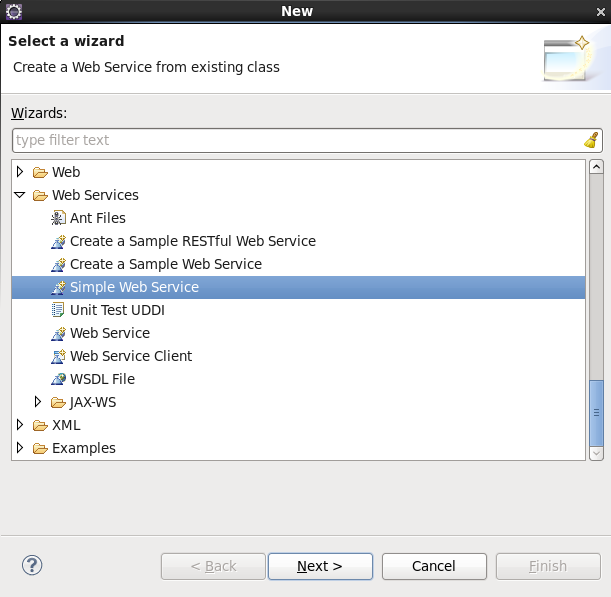 The New - Other (Wizard selection) dialog