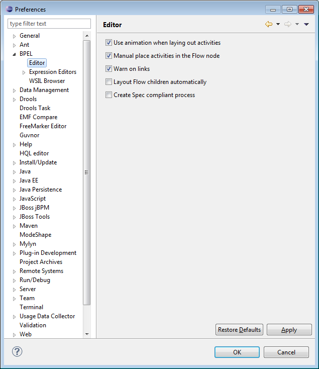 Editor preferences