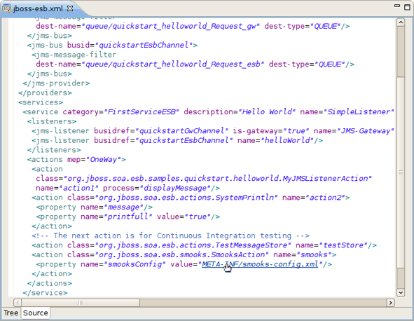 OpenOn for smooks configuration file