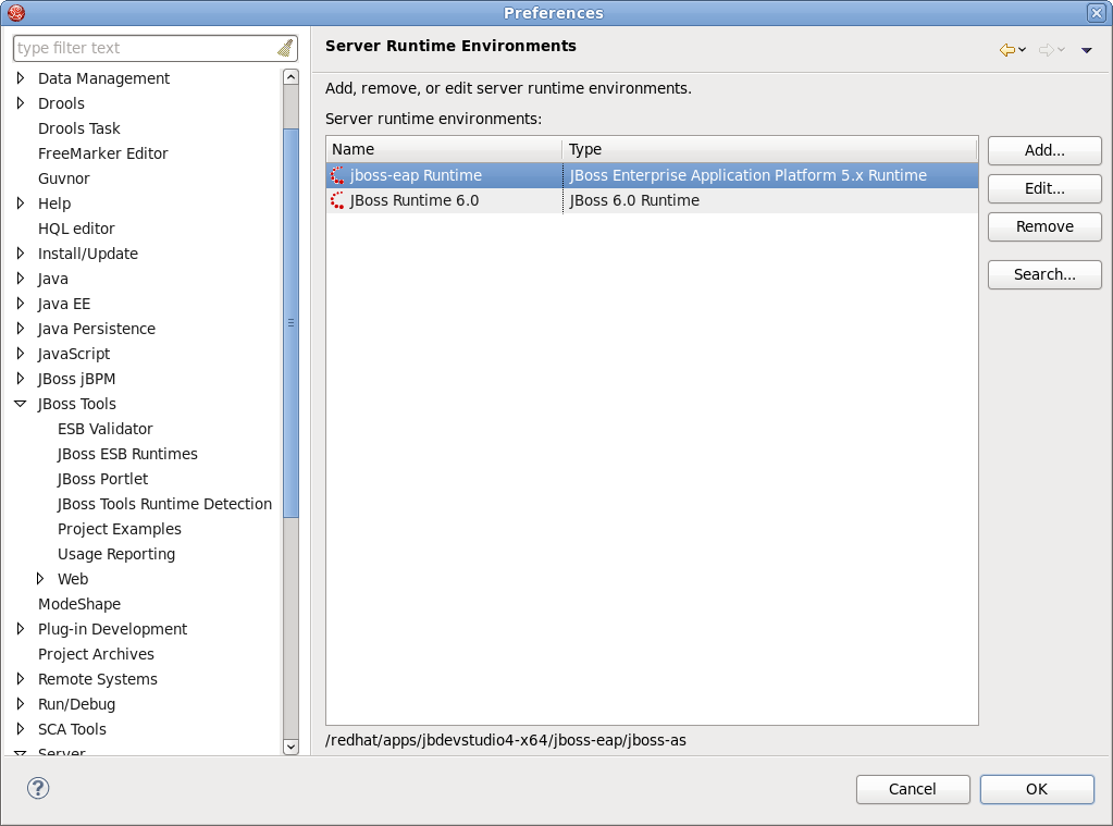 Configure new Server Runtime Environment