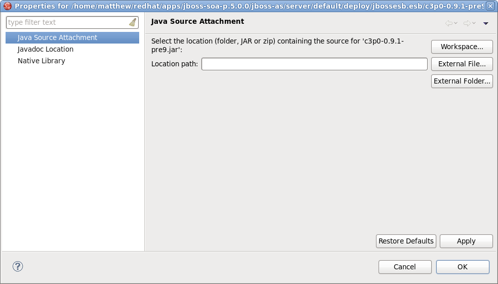 Classpath Container: Java Source Attachment