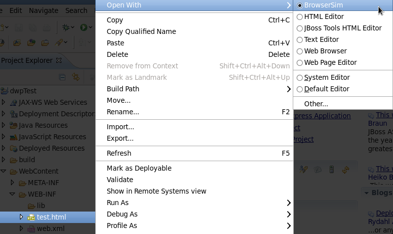 Mobile web browser simulator