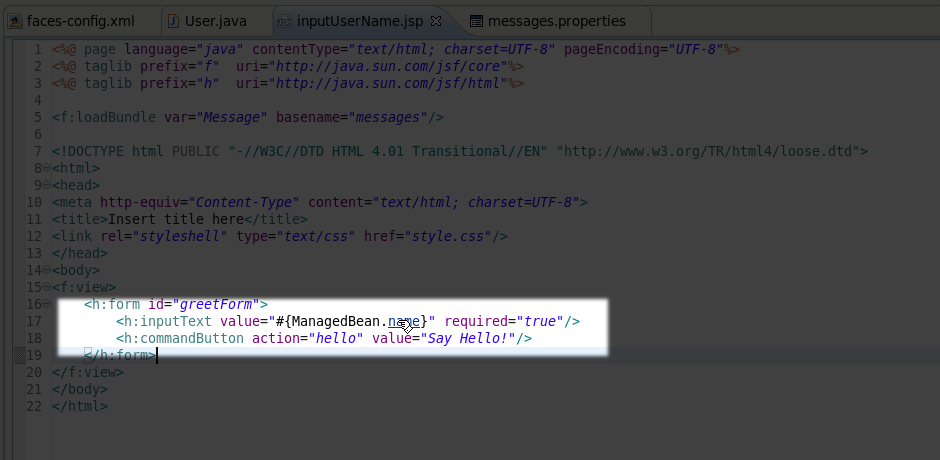 OpenOn With Managed Beans