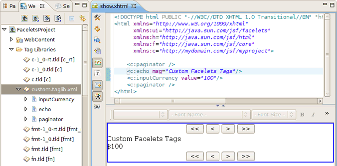 Custom Facelets Tags in the VPE