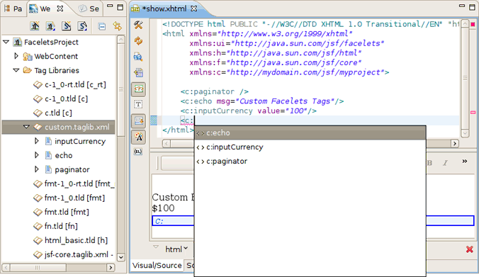 Content Assist for Custom Facelets Tags