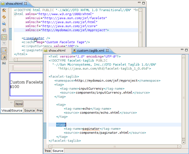 Opening a Custom Facelets Tag File