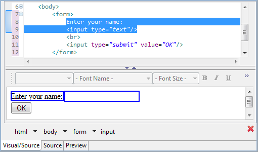 All tags from the source selection are selected in the visual part