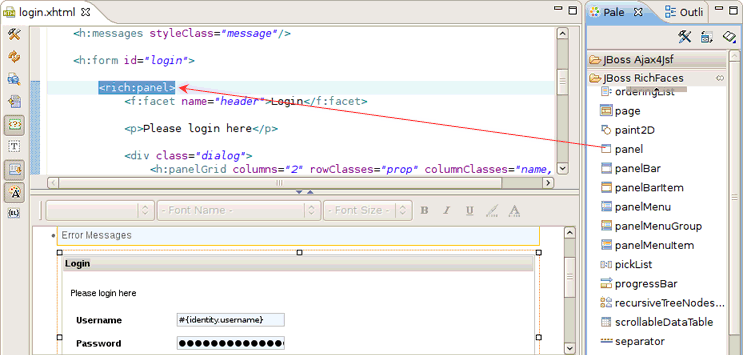 Inserting Tag From the Palette