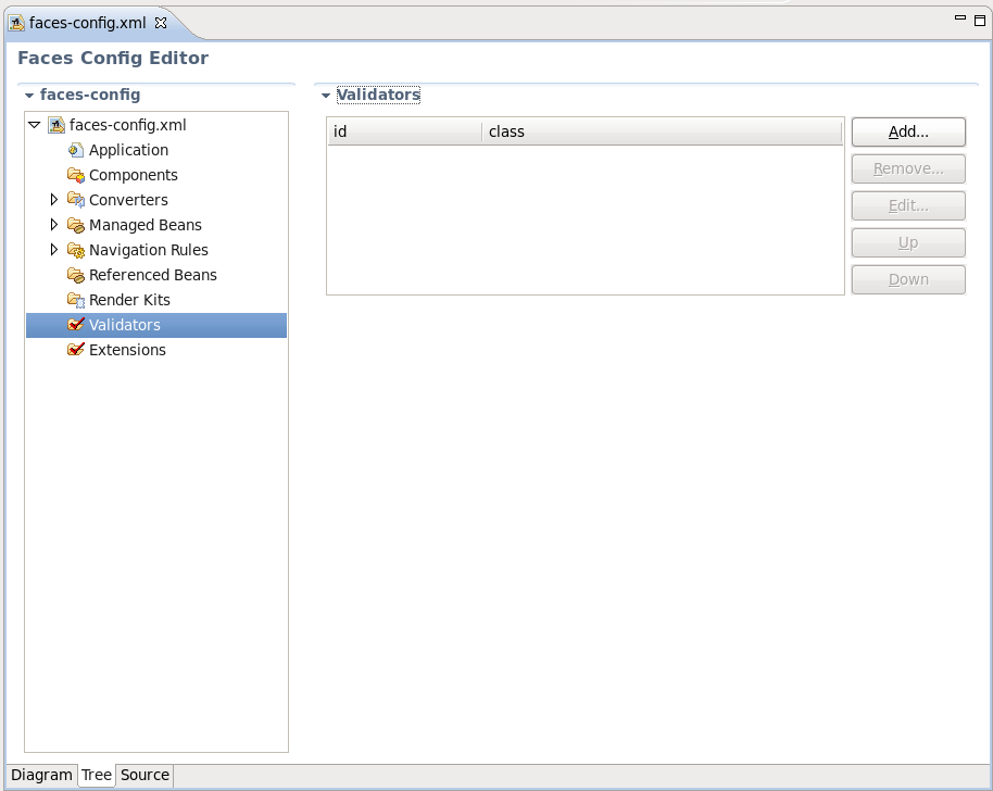 Validator in Faces Config Editor