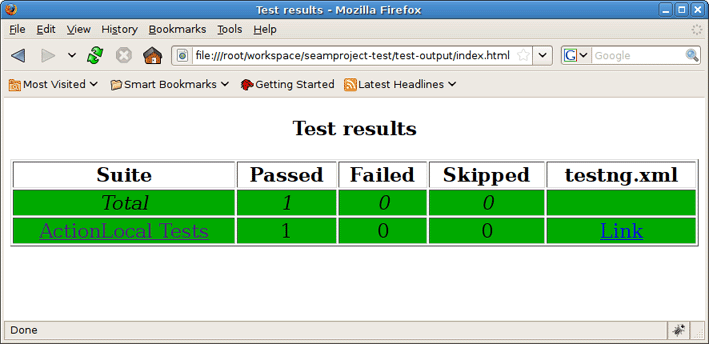 Test Results in Browser
