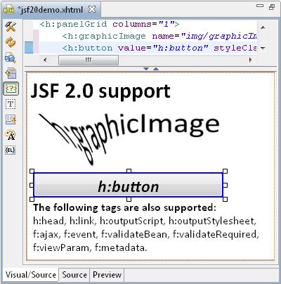 New JSF 2.0 tags
